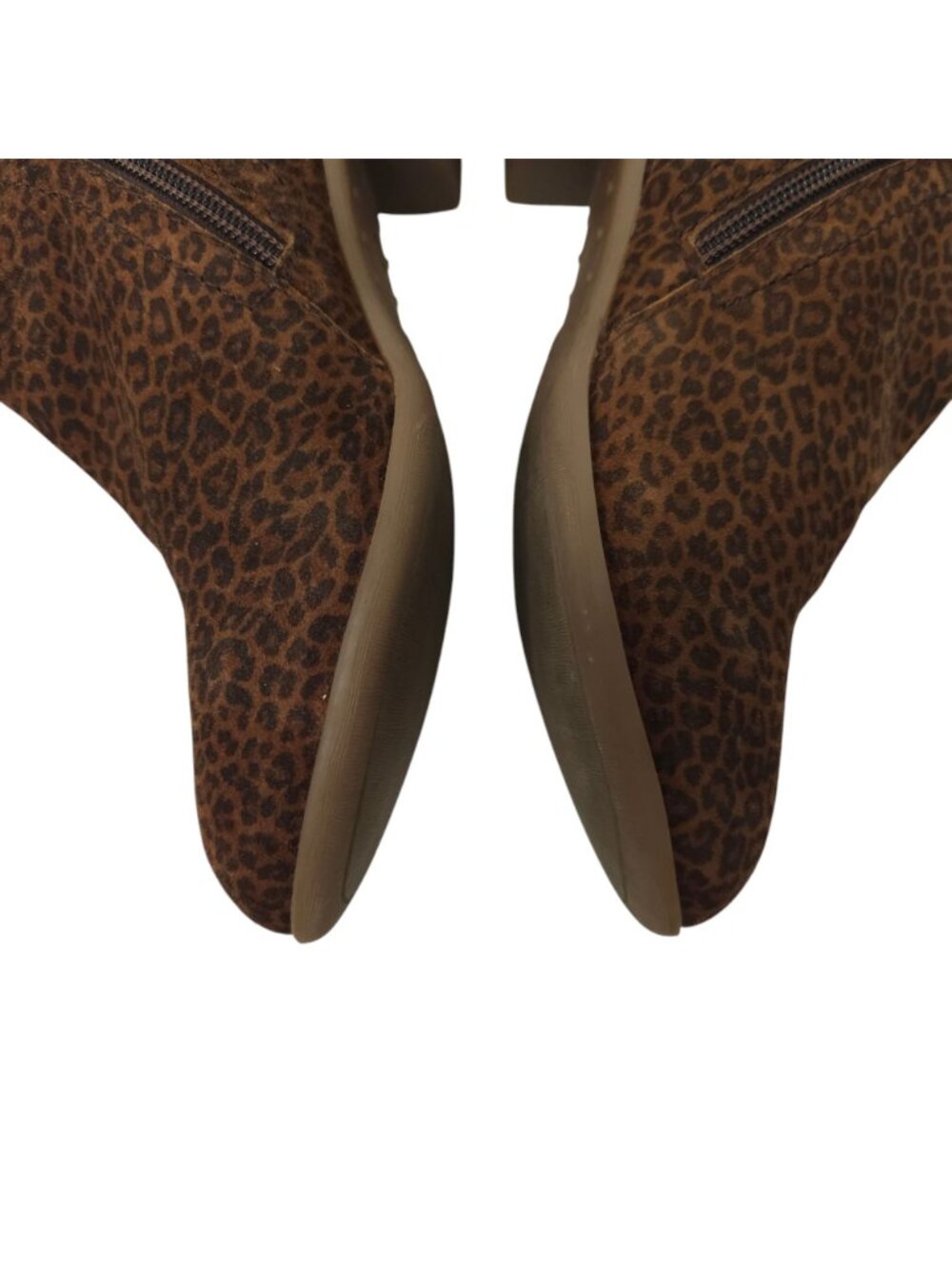 Diba Leopard Print Ankle Boots Womens 8.5 Brown Side Zip Stacked Heel Bootie - Picture 11 of 16
